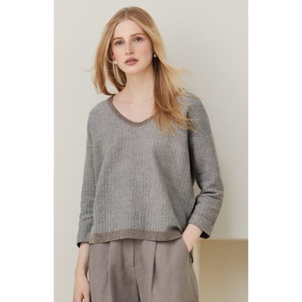 Poetry Textured Cotton Linen Sweater - Size 4